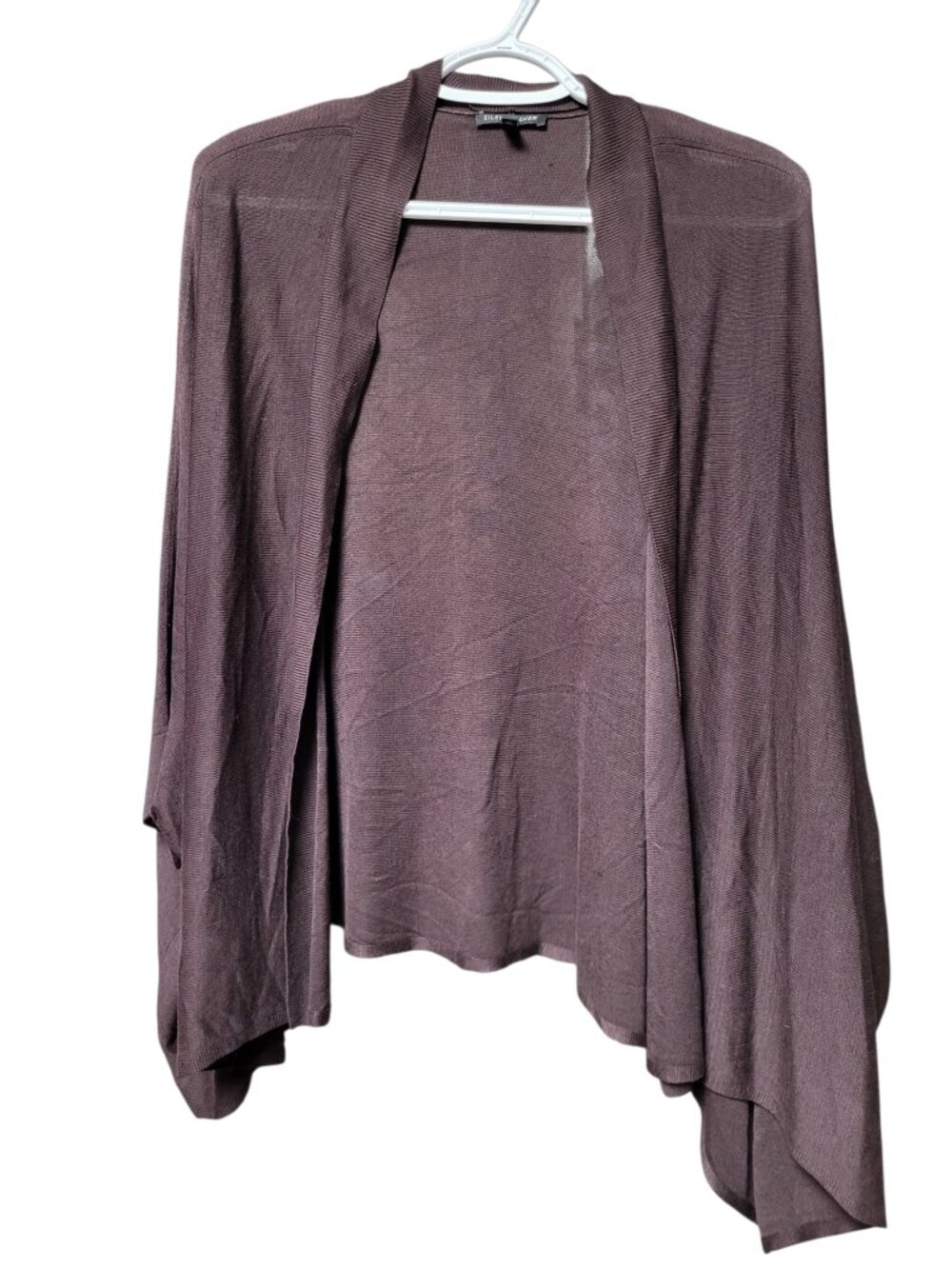 Eileen Fisher Batwing Sleeve Open Cardigan Brown Silk Blend Sz Medium